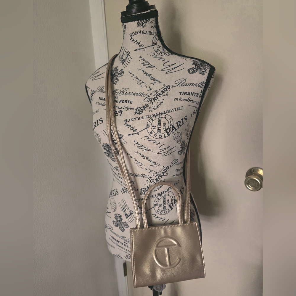 Telfar Metallic Gold Crossbody Bag EUC!